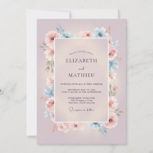 Lavender Romantic Floral Swirl Wedding Invitation