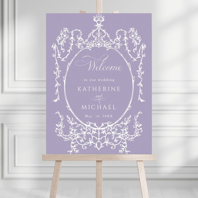 Lavender Romantic French Frame Wedding Welcome Poster (Creator Uploaded)