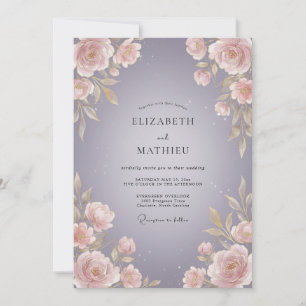 Lavender Rose Blossom Wedding Invitation
