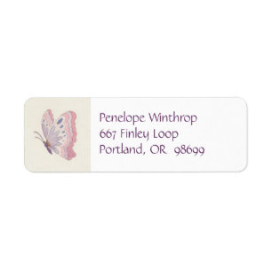 Lavender Rose Butterfly address label