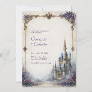 Lavender Rose Castle Wedding Invitation