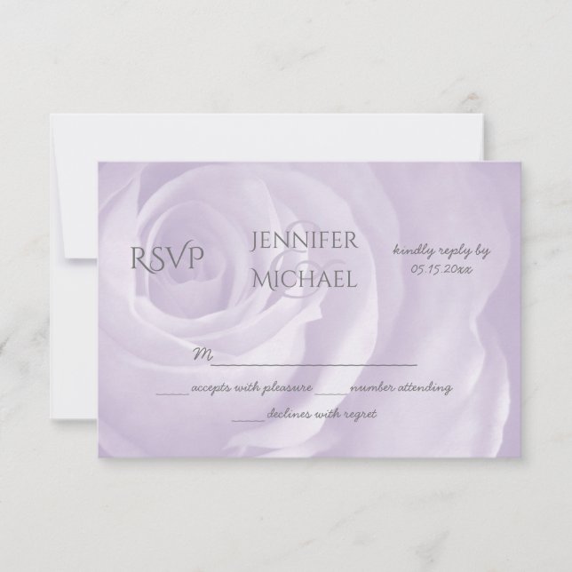 lavender rose floral simple elegant wedding RSVP (Front)