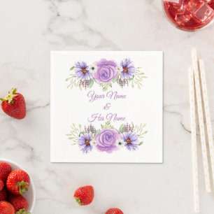 Lavender Rose Floral Thunder_Cove Napkin