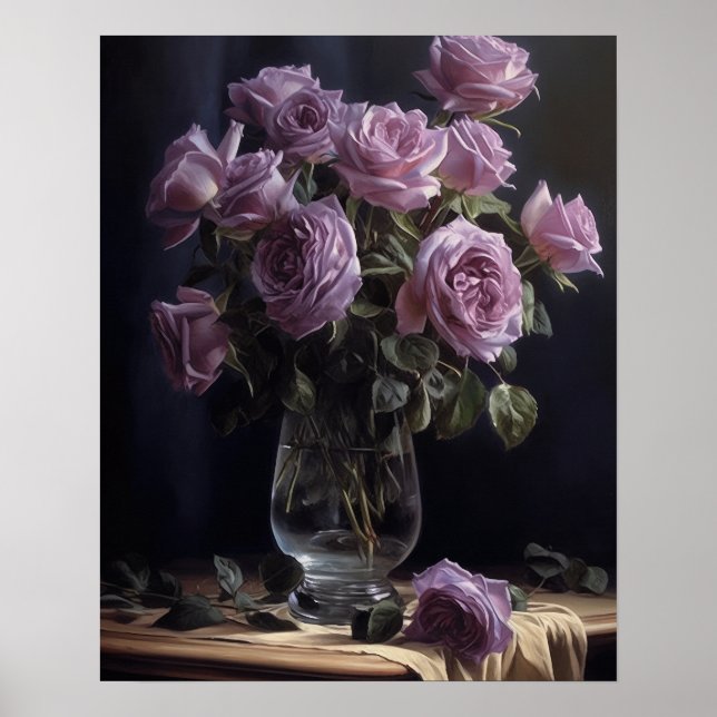 Lavender Rose Flowers Art Print Poster (Front)