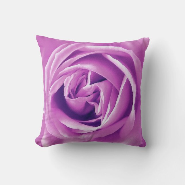Lavender rose print throw pillow (Front)