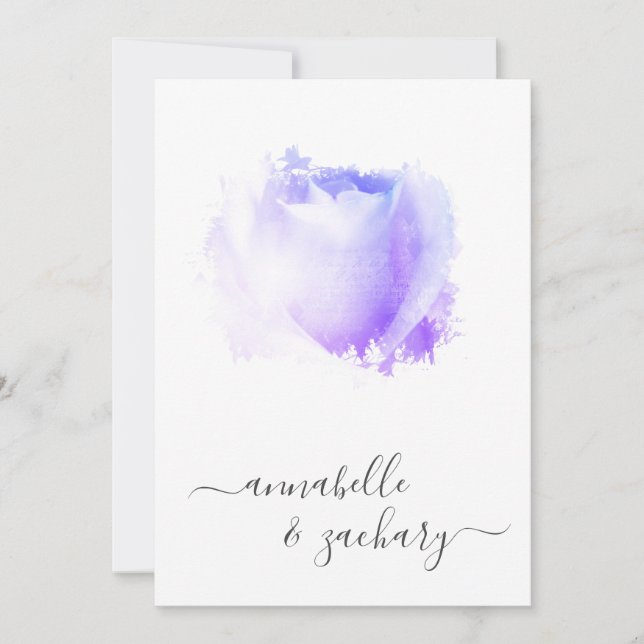 *~* Lavender Rose QR Floral RSVP -  AR8 Wedding In Invitation (Front)