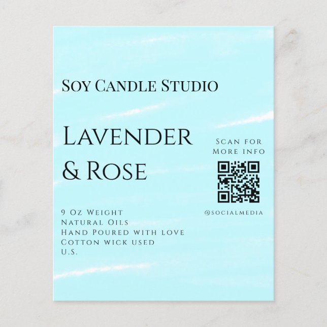 Lavender rose soy candle business add q r code tex (Front)