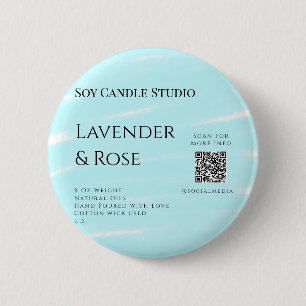 Lavender rose soy candle business add q r code tex 2 inch round button