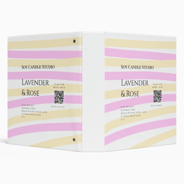 Lavender rose soy candle business add q r code tex binder (Background)