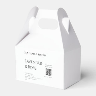 Lavender rose soy candle business add q r code tex favor box