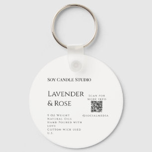 Lavender rose soy candle business add q r code tex keychain