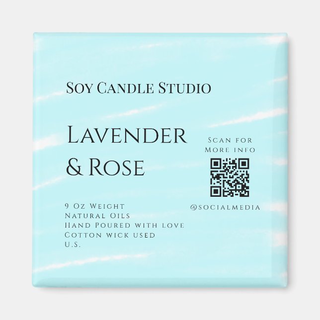 Lavender rose soy candle business add q r code tex magnet (Front)