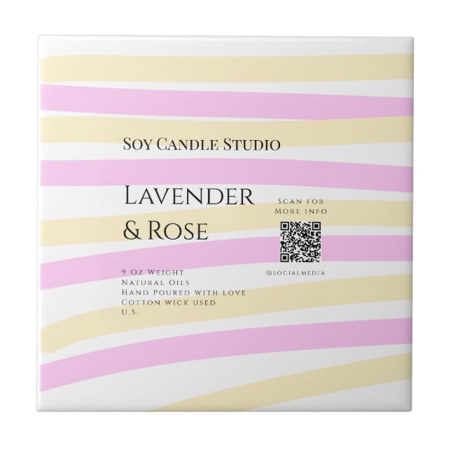 Lavender rose soy candle business add q r code tex tile (Front)