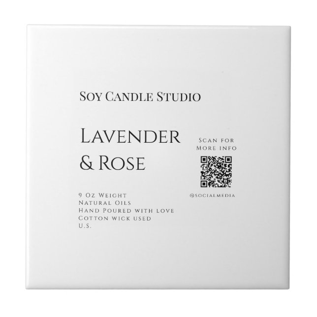 Lavender rose soy candle business add q r code tex tile (Front)