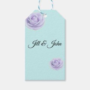Lavender Rose Wedding Favour Tag Name