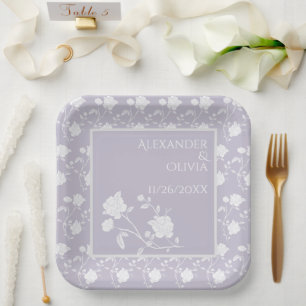 Lavender Rose Wedding Shower Paper Plates