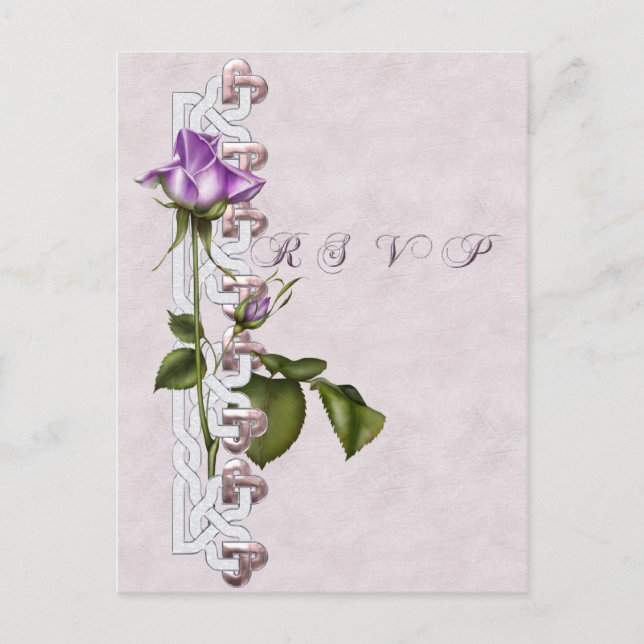 Lavender Rose Wedding Suite RSVP Invitation Postcard (Front)