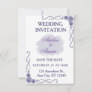 Lavender Roses Clouds Floral Wedding Invitation