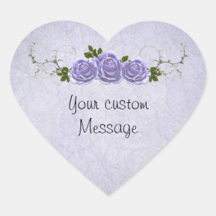 Lavender Roses Customizable Heart Sticker