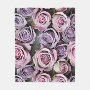 Lavender Roses With Soft Lilac And Pink Fleece Blanket