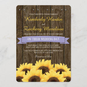 LAVENDER RUSTIC SUNFLOWER WEDDING INVITATION