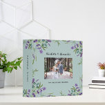 Lavender sage green eucalyptus photo wedding album binder<br><div class="desc">A sage green background decorated with lavender florals and eucalyptus greenery.  Personalize and add a photo,  your names and wedding date. 
Spine: add your text.</div>