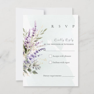 Lavender & Sage Green Watercolor RSVP Card