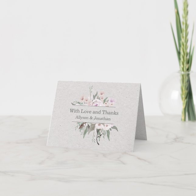 Lavender Sage Grey Green Floral Thank You | (Front)