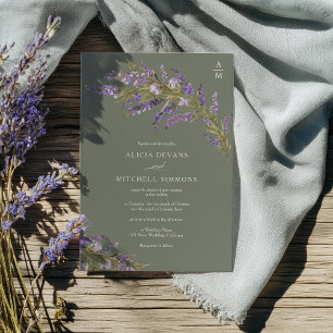 Lavender Sage Hand Painted Floral wedding  Invitation