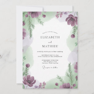 Lavender Sage Painted Wedding Invitation