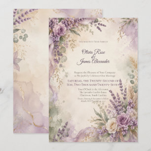 Lavender Sage Wedding    Rustic Boho Chic Invitation