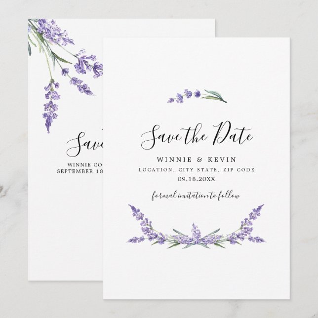 Lavender Save The Date Invitation (Front/Back)