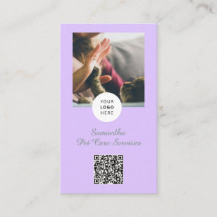 Lavender Script Business Card QR Code Service Menu
