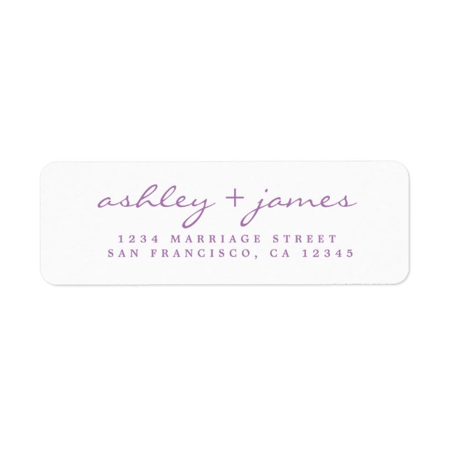 Lavender Script Elegant Wedding Adresse de retour (Devant)