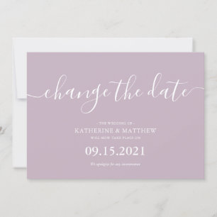 Lavender Script Lettering Resave the Date Wedding Save The Date