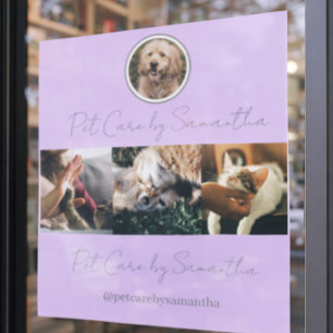 Lavender Script Logo Photo Pet Care Window Cling