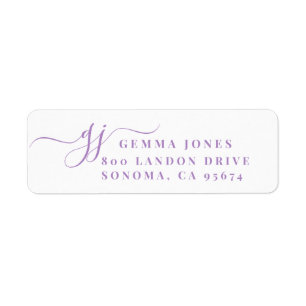 Lavender Script Monogramme Initiales Adresse de re