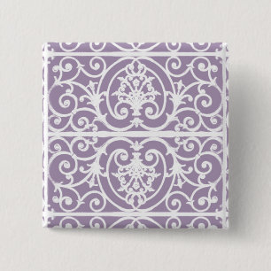 Lavender scrollwork pattern 2 inch square button