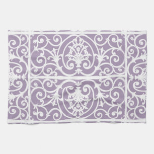 Lavender scrollwork pattern kitchen towel