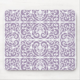 Lavender scrollwork pattern mouse pad