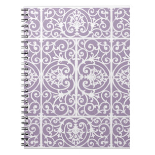 Lavender scrollwork pattern notebook