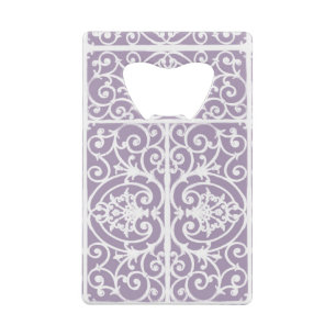 Lavender scrollwork pattern wallet bottle opener