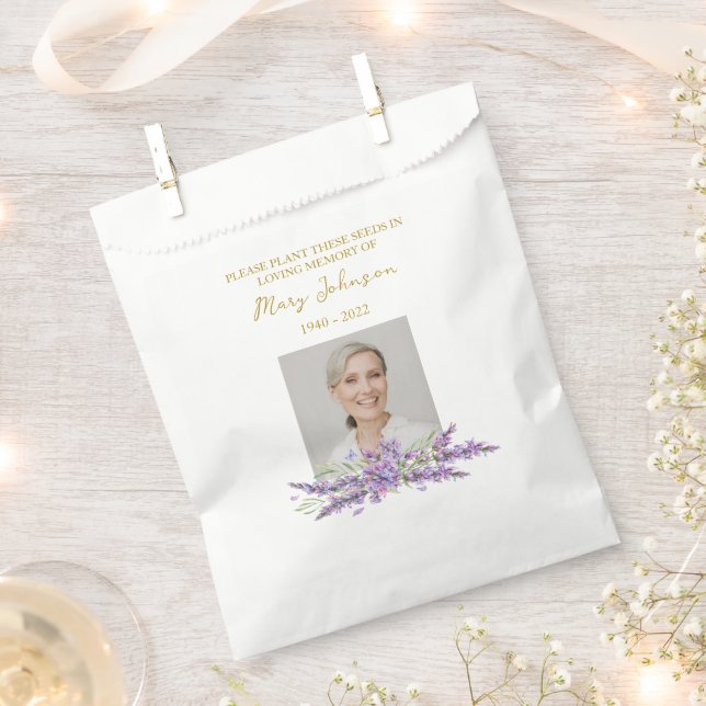 Lavender Seed Packet Memorial Funeral Favour Bag (Clipped)