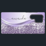 Lavender  Sequin Glitter Handwritten Calligraphy   Samsung Galaxy Case<br><div class="desc">This design may be personalized in the area provided by changing the photo and/or text. Or it can be customized by clicking Personalize this Template and then choosing the click to customize further option and delete or change the colour of the background, add text, change the text colour or style,...</div>