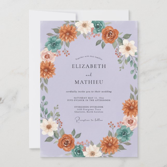 Lavender Serene Autumnal Wedding Invitation (Front)