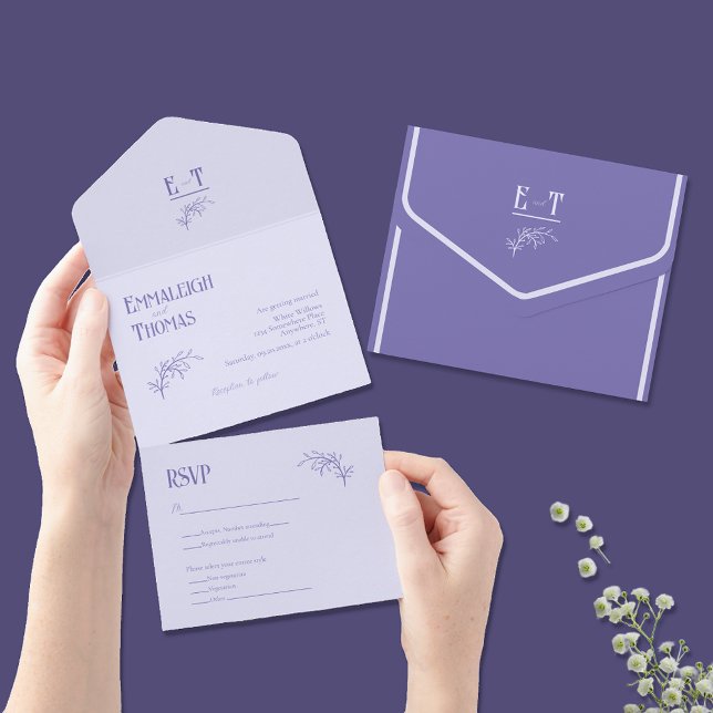 Lavender Shades Simple Modern Wedding All In One Invitation (Creator Uploaded)