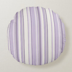 Lavender Shades Soft Ivory Stripes Round Pillow