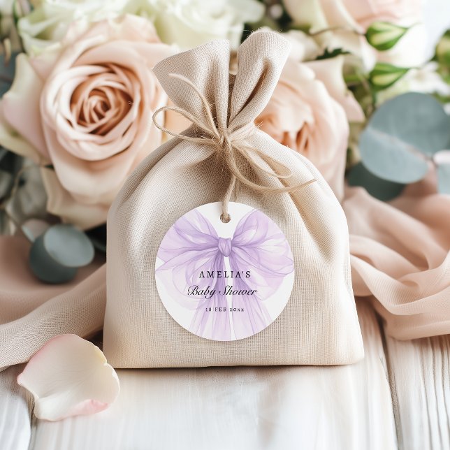 Lavender Sheer Bow Feminine  Favour Tags (Creator Uploaded)