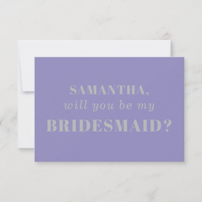 Lavender Silver be my bridesmaid Invitation (Front)