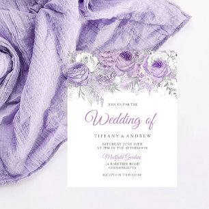 Lavender & Silver Budget Wedding Invitation